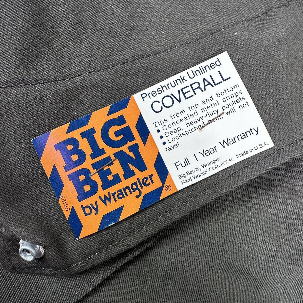 VTG Big Ben Coveralls Men 42L Olive Green Heavy Twill Wrangler Belle NWT USA - Picture 10 of 11